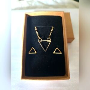 Pyramid Earrings and Choker Chain Set